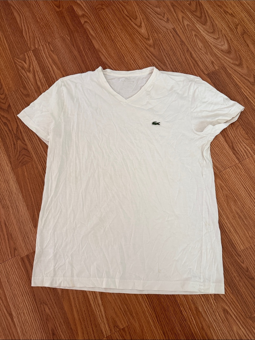 Lacoste White V-Neck Short Sleeve Tee